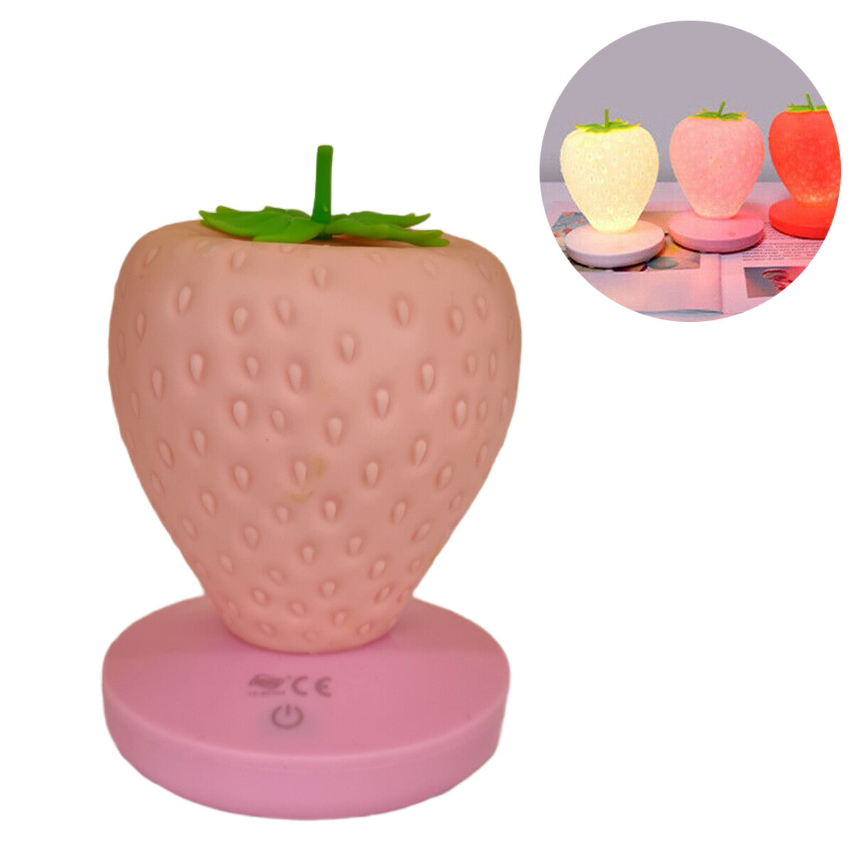 LUMINO LAMPADA FRAGOLA LED SILICONE TAVOLO COMODINO BAMBINI USB TE-B0308
