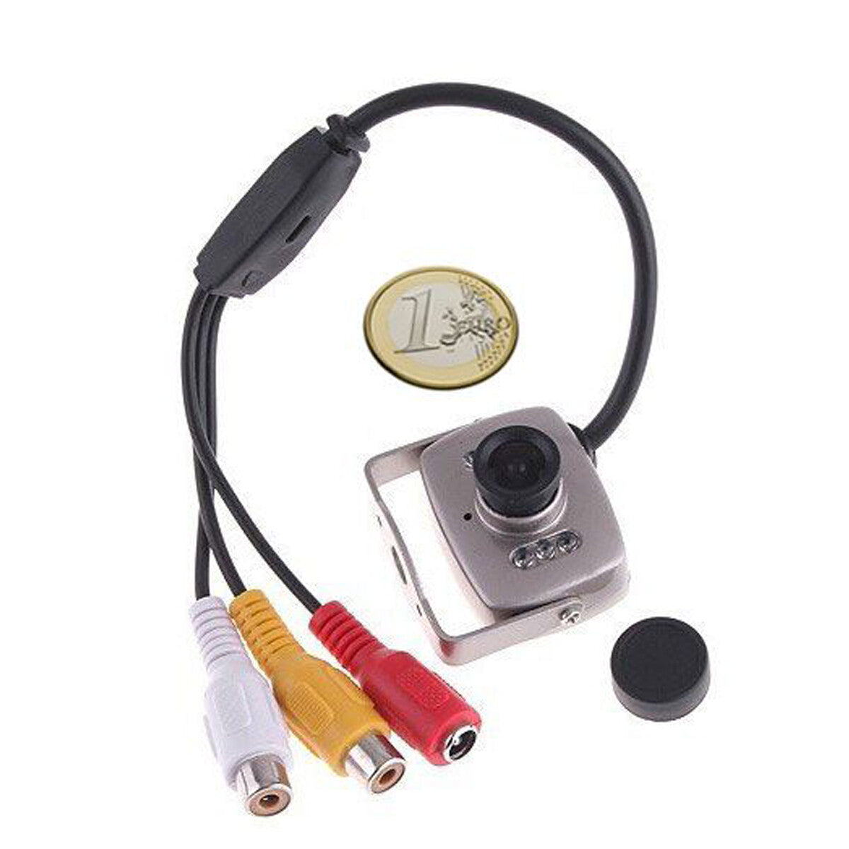 MINI MICRO TELECAMERA CAMERA A COLORI 6 LED IR RCA AUDIO VIDEO MICROFONO STAFFA