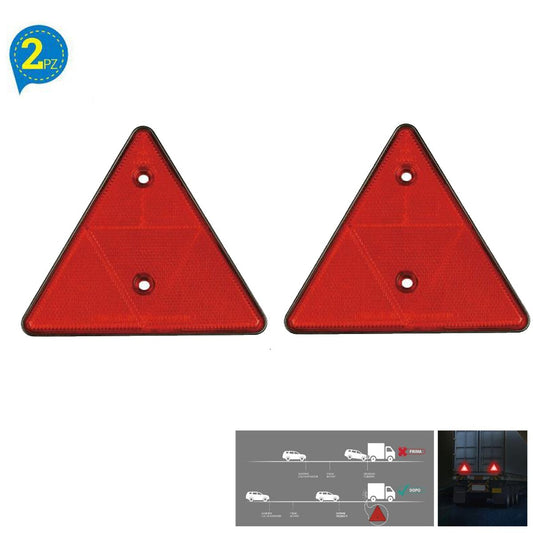 RÉFLECTEUR CATADIOPTRE TRIANGLE TRIANGULAIRE ROUGE POUR REMORQUES CARAVANES 2PC
