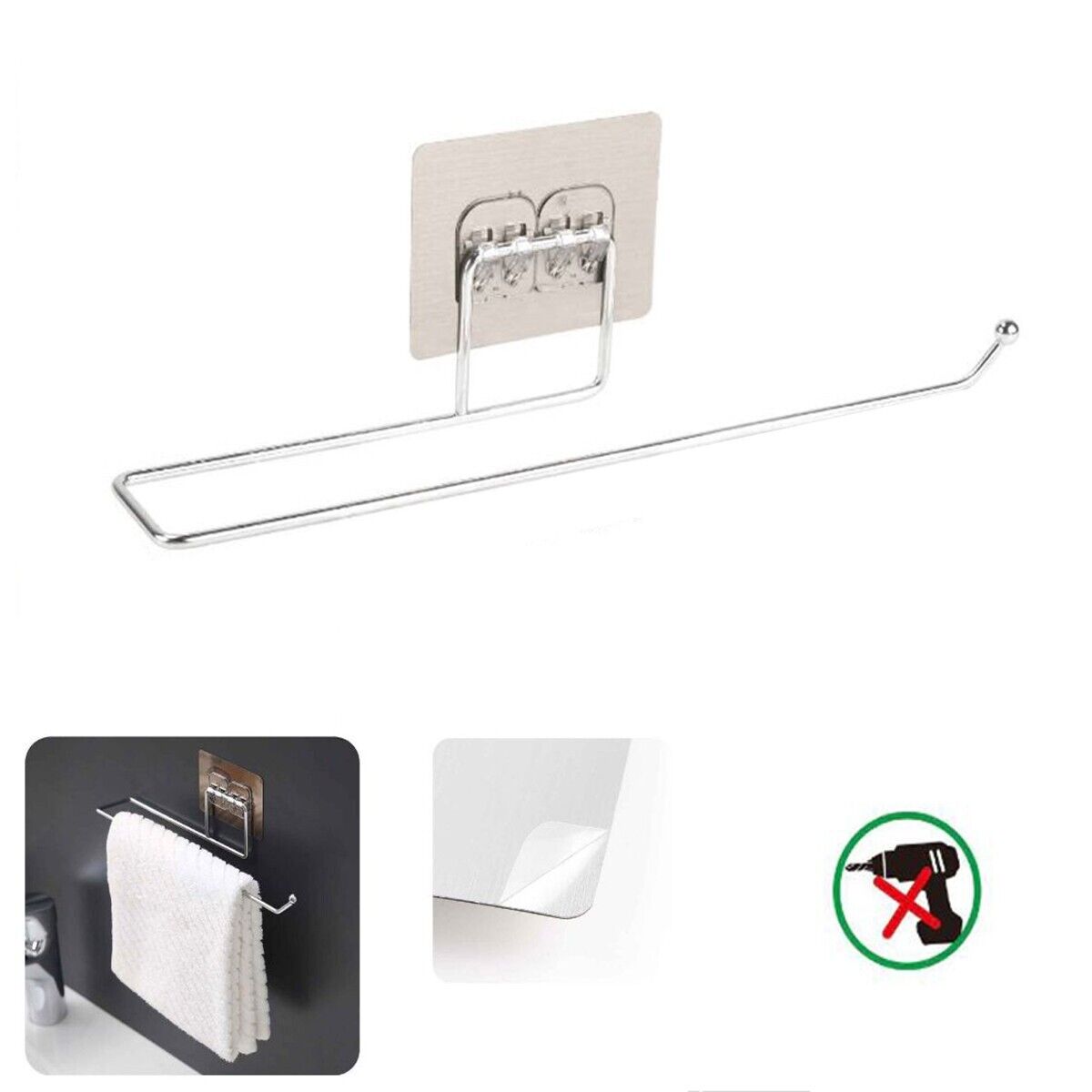 PORTA ASCIUGAMANI BAGNO PARETE SALVIETTE ARREDO CASA ADESIVO 03500