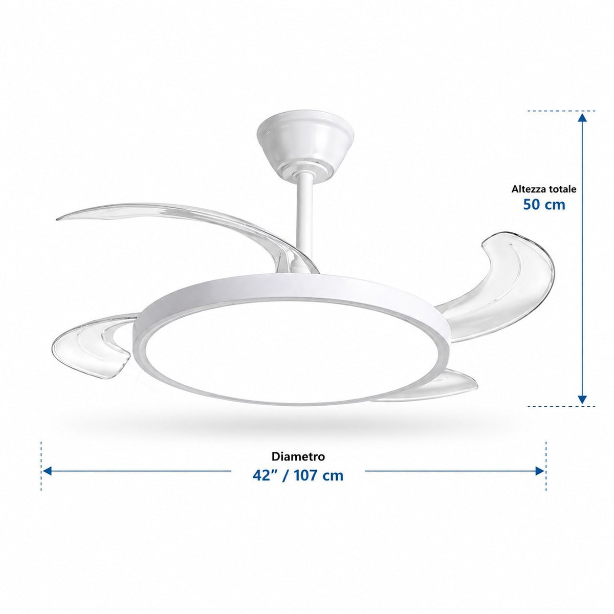 VENTILATORE SOFFITTO LUCE LED 80W PALE SCOMPARSA42" TELECOMANDO SJ-198 CB001