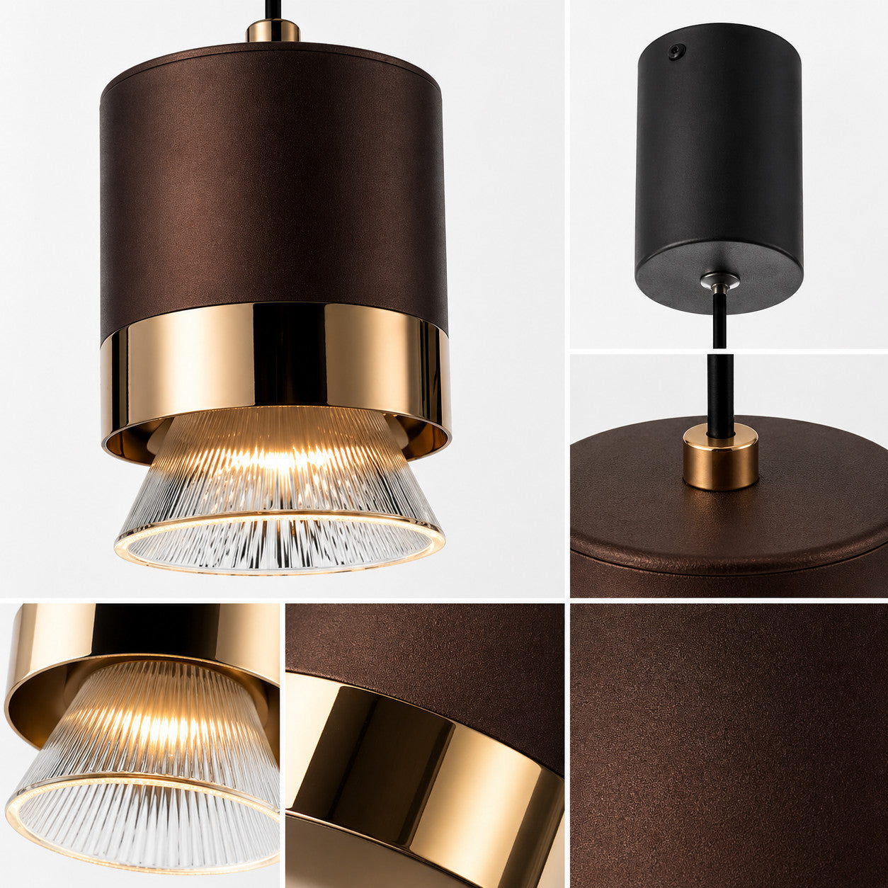 LAMPADARIO LED A SOSPENSIONE MODERNO MARRONE ORO REGOLABILE 3000K-6000K LP035