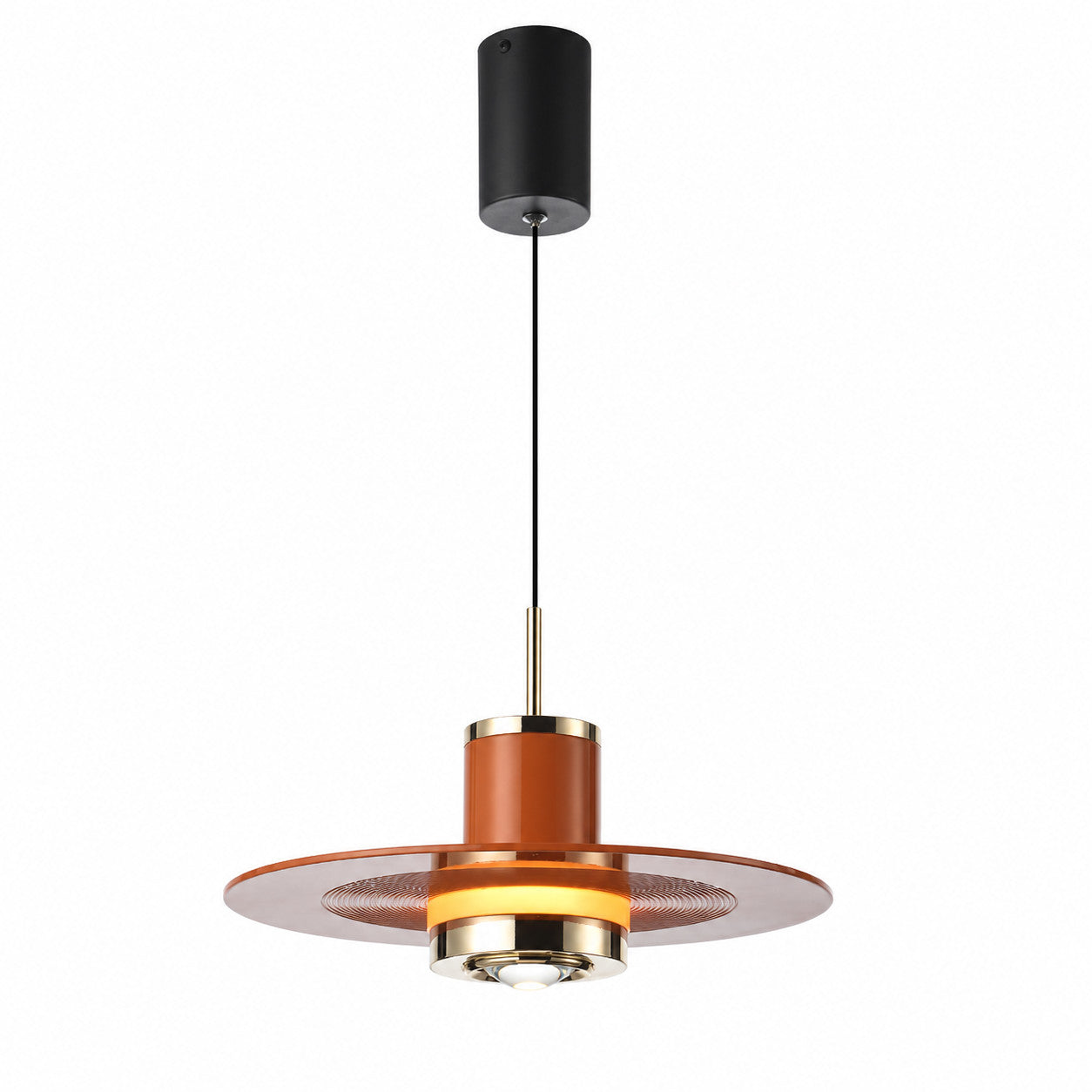 LUSTRE LED SUSPENSION MODERNE ROUGE ET OR DESIGN MINIMALISTE DIMMABLE LP025