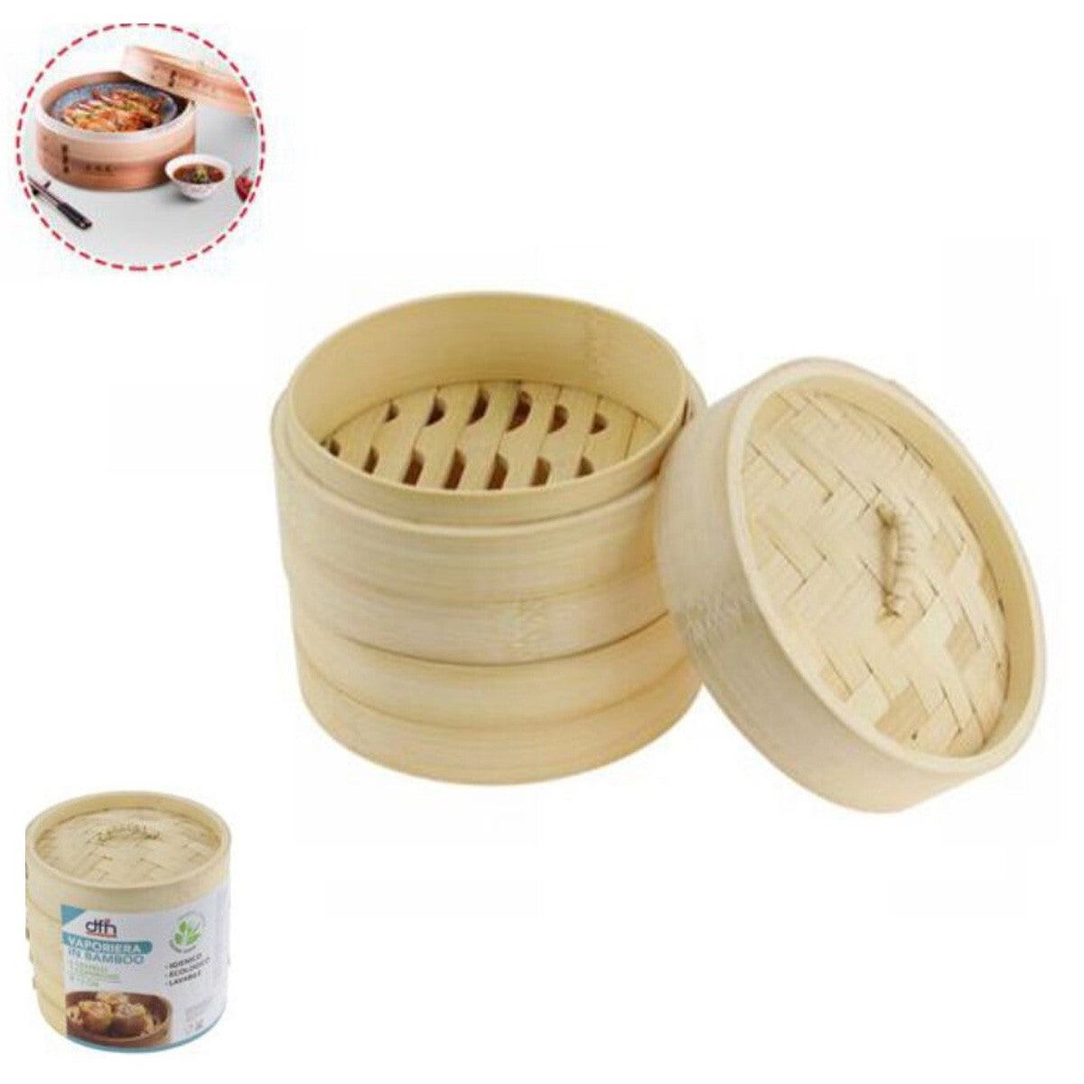 VAPORISATEUR BAMBOU CUISSON VAPEUR BAMBOU CUISINE SAINE ASIATIQUE ÉTAGES 15CM