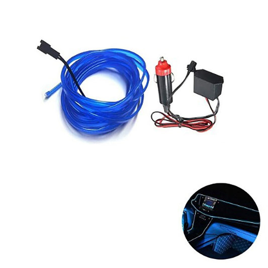 BANDE LUMINEUSE INTÉRIEURE VOITURE FIBRE OPTIQUE 12V DÉCORATION FIL 3M BLEU CA-03035