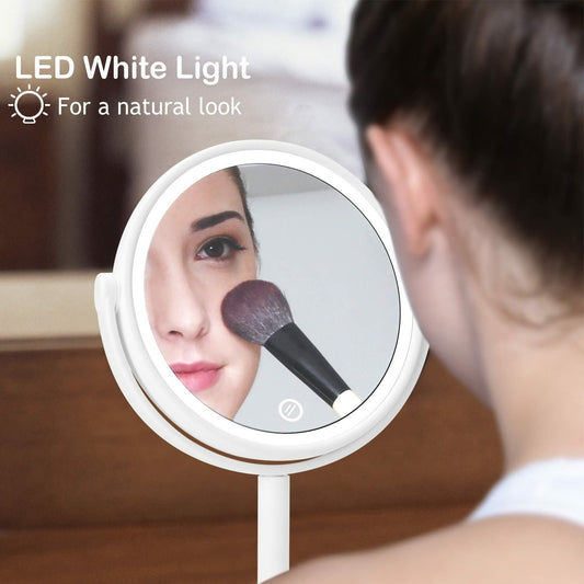SPECCHIO TRUCCO LUCE 21 LED BASE GIREVOLE USB MAKE UP ILLUMINATO TOUCH TE-B0252