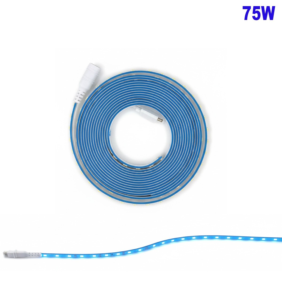 STRISCIA COB 15W/M ADESIVA 5M LUCE BLU 75W TAGLIABILE FLESSIBILE COB 320 LED 12V