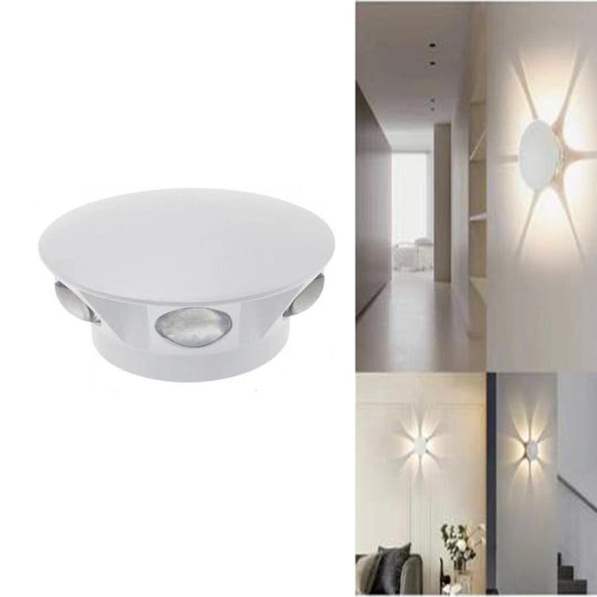APPLIQUE LED 6 COB LAMPE MURALE RONDE 18W BLANC FROID 6500K EXTÉRIEUR FD-20*