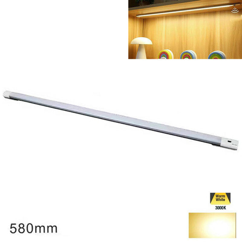 BARRA A LED CUCINA ARMADIO LUCE CALDA SENSORE MOVIMENTO MANO RICARICABILE 58CM