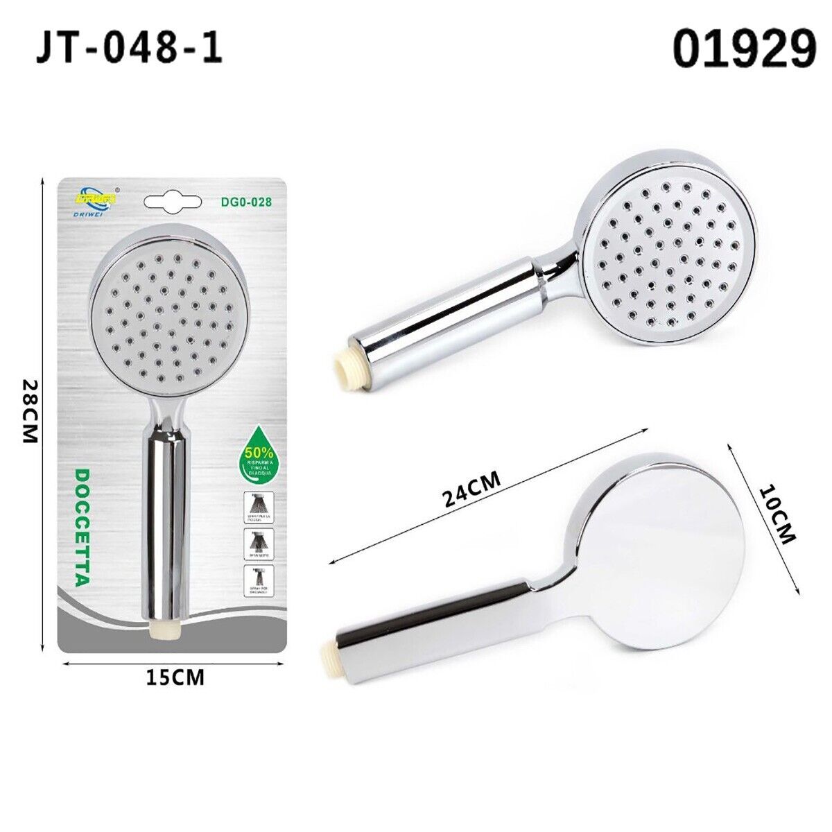 SOFFIONE BRACCIO DOCCINO BAGNO DOCCIA VASCA UNIVERSALE ROTONDO 01929