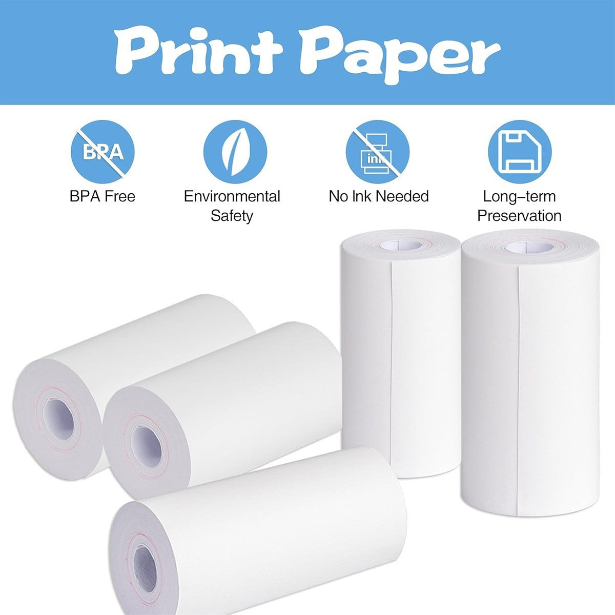 SET 10 ROTOLI CARTA TERMICA 57X25 MM PER MINI STAMPANTE ADESIVA ROTOLO FOTO