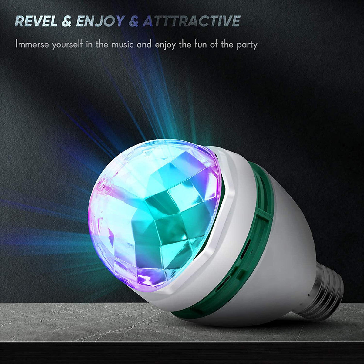 LAMPADA LAMPADINA LED RGB ROTANTE EFFETTO LUCI MULTICOLOR E27 DISCOTECA NATALE
