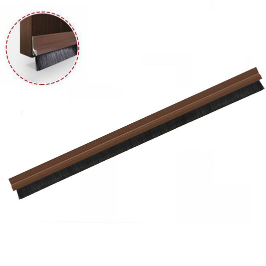 BAS DE PORTE ADHÉSIF PVC RIGIDE AVEC BROSSE 100CM MARRON