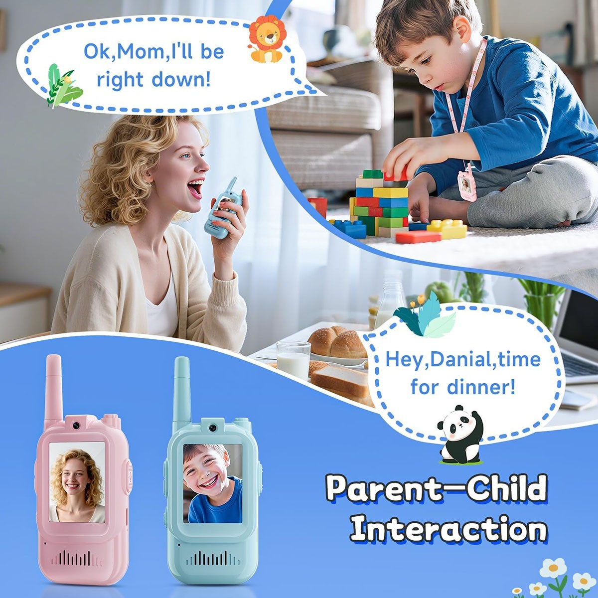 TALKIE-WALKIE VIDÉO ENFANTS 2 PIÈCES RECHARGEABLES AVEC ÉCRAN JEU ÉDUCATIF