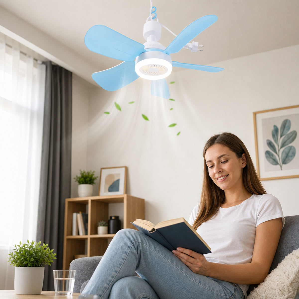 VENTILATEUR MAISON PLAFOND 5 PALES ANNEAU ACCROCHAGE ON OFF DIAMETRE 40CM AS-04522