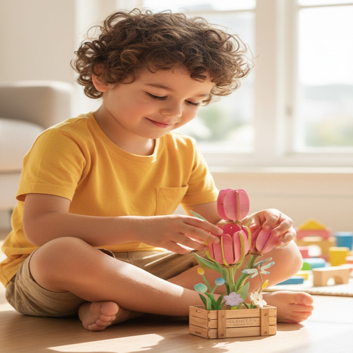 PUZZLE 3D TULIPANI ROSA LEGNO 75PZ FIORI ARTIFICIALI COSTRUZIONI REGALO 32387