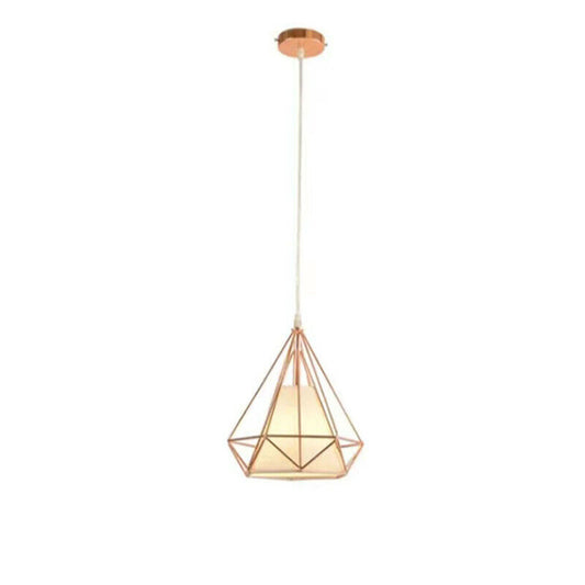 LAMPADARIO GABBIA METALLO INDUSTRIALE RETRO E27 PENDENTE VINTAGE ORO ROSA SJ100