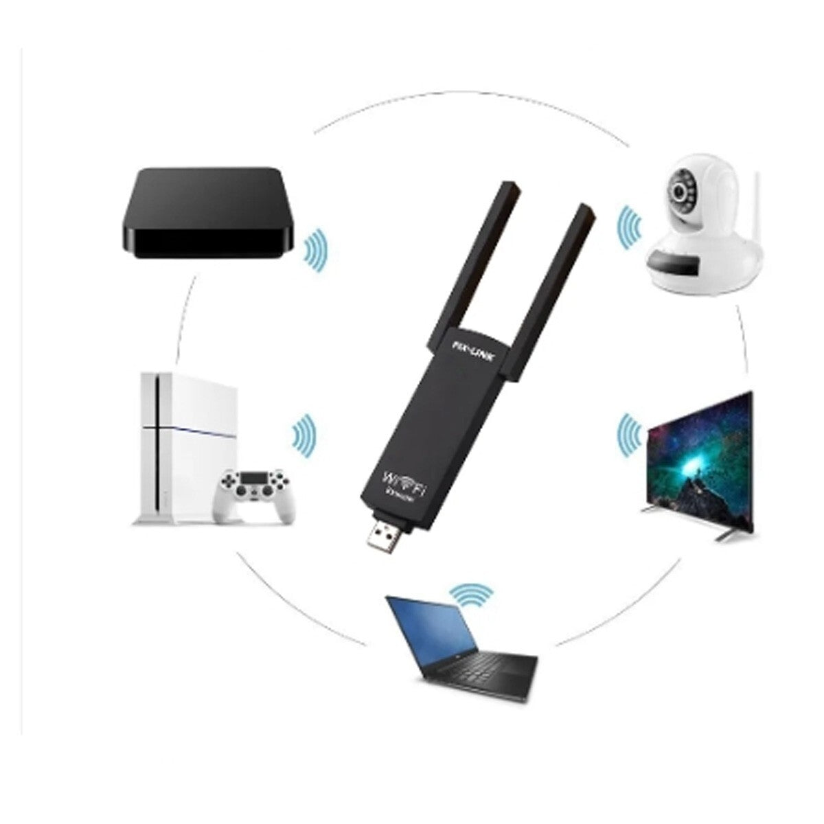 AMPLIFICATEUR DE SIGNAL ROUTEUR USB 300MBPS 2.4GHZ WI-FI 2 ANTENNES WI-FI PORTABLE