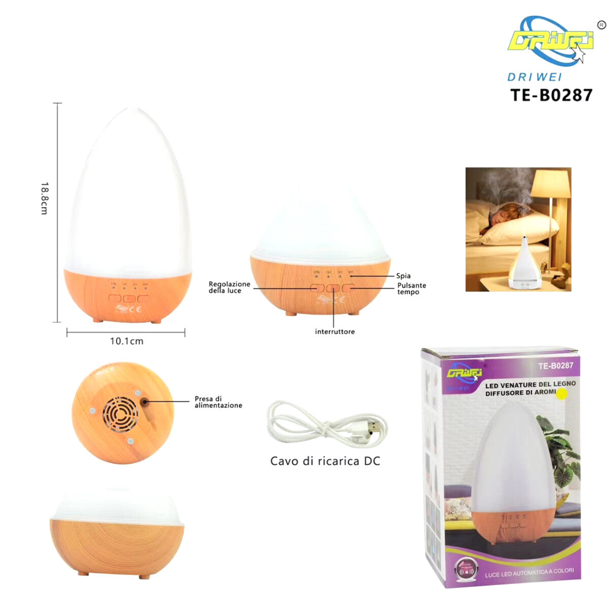 MINI DIFFUSEUR D'ARÔMES LED COULEURS BOIS AROMATHÉRAPIE HUMIDIFICATEUR USB MAISON 120ML