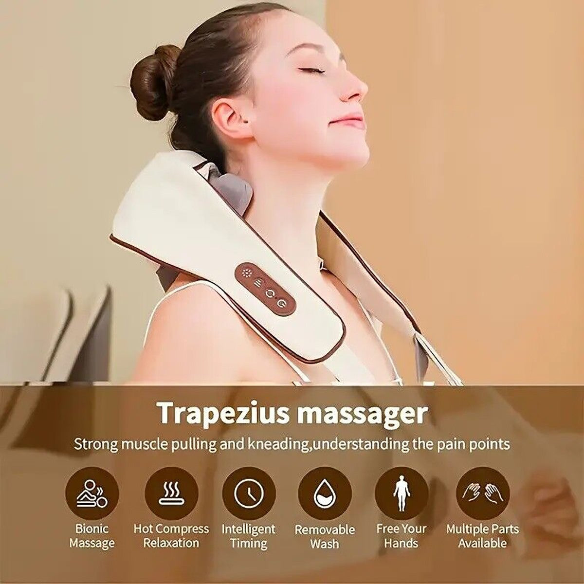 MASSAGGIATORE SHIATSU CERVICALE COLLO GAMBE GLUTEI SCHIENA RICARICABILE FZ-666