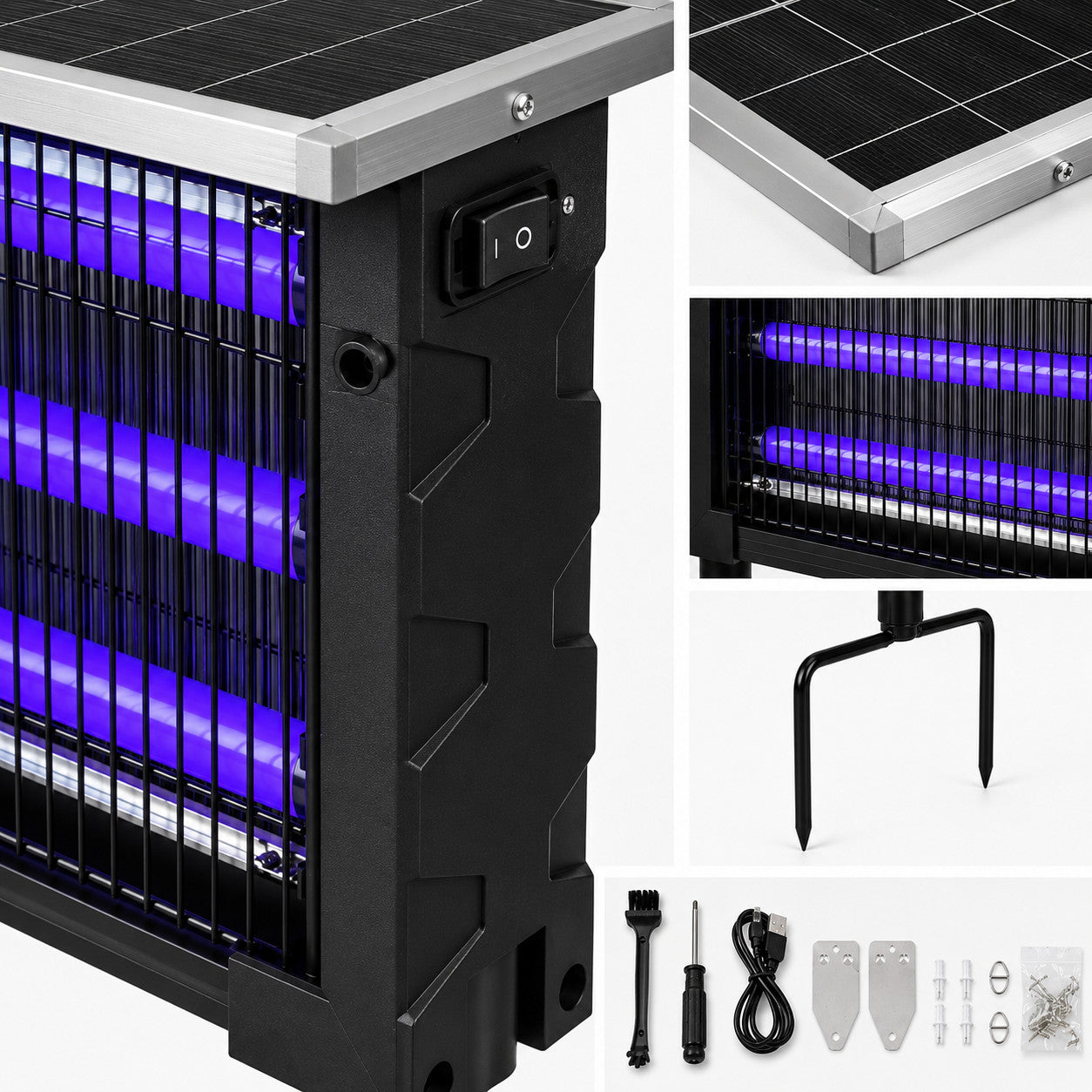 LAMPADA SOLARE ANTIZANZARE 20W UV ESTERNO UCCIDI INSETTI RICARICABILE IP65 04105