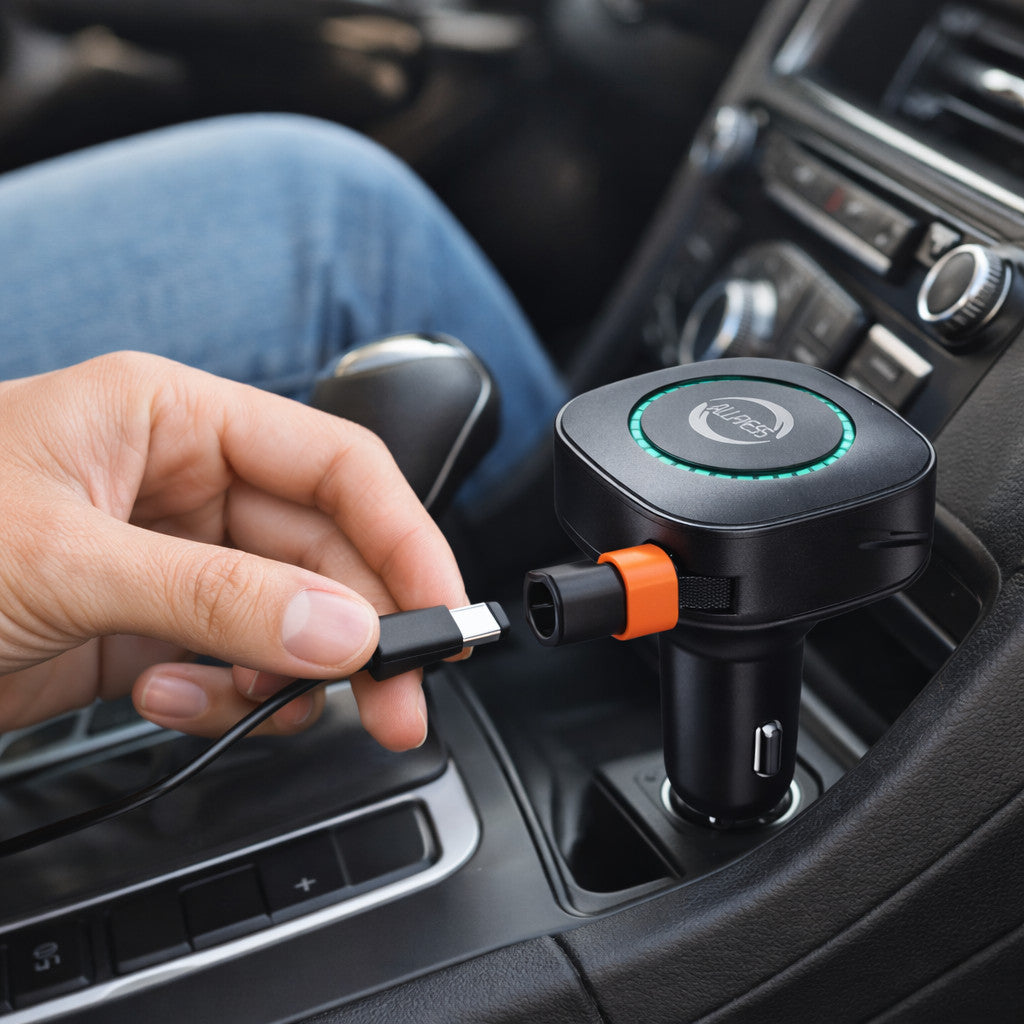 CHARGEUR VOITURE USB TYPE-C 3.1A CÂBLE RÉTRACTABLE 67CM 12V 24V CHARGE RAPIDE