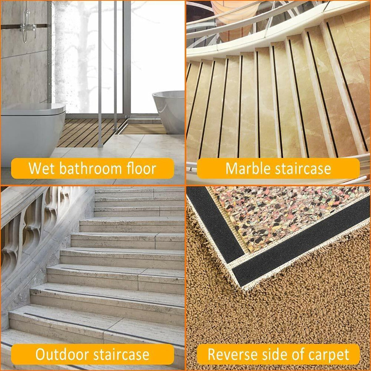 NASTRO ANTISCIVOLO ADESIVO 5MT 2.5MMM NERO SCALE PAVIMENTI SUPERFICI SCIVOLOSE