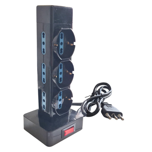BLOC MULTIPRISE VERTICAL TOUR 9 PRISES 16A SCHUKO 250V INTERRUPTEUR MARCHE/ARRÊT