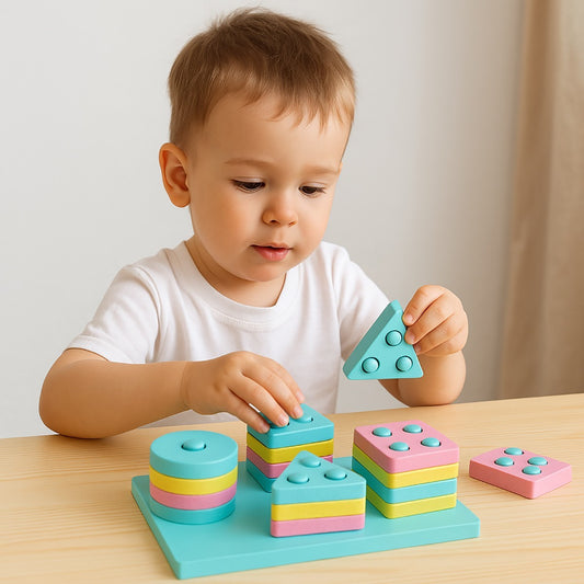 JEU ÉDUCATIF MONTESSORI EN BOIS AVEC FORMES GÉOMÉTRIQUES COULEURS ENFANTS 53561