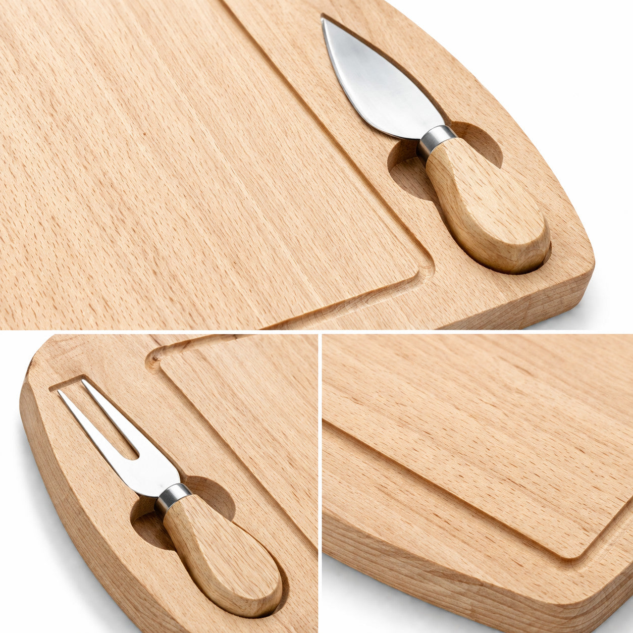 TAGLIERE LEGNO CON SET COLTELLI FORMAGGI 3 PEZZI VASSOIO SERVIZIO APERITIVO CENA