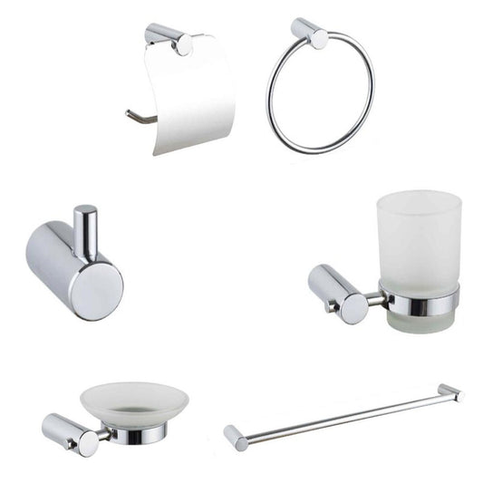 KIT COMPLETO 6 ACCESSORI BAGNO ASTA SAPONE WC GANCIO PORTA ASCIUGAMANO 03908