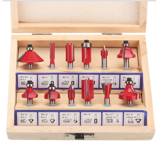 SET DE 12 FRAISES POUR LE BOIS RAINURER DÉFONCER RAINURES DÉFONCEUSE 6,35 mm