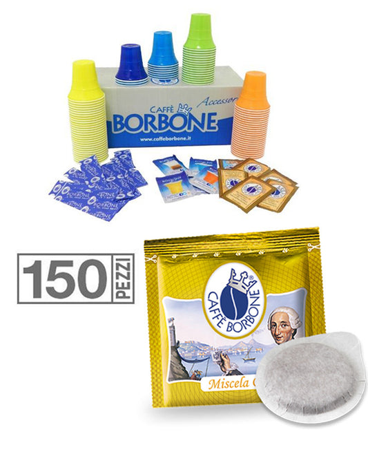 150 DOSES DE CAFÉ BORBONE MÉLANGE ORO ESE 44 MM AVEC KIT ACCESSOIRES GOÛT FILTRE