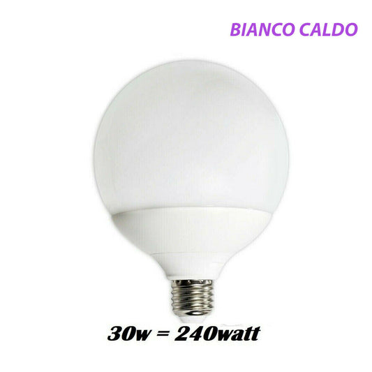 LAMPADINA LED 2835 E27 BULB SPIRALE G150 GLOBO 30W=240W LUCE CASA 2700K CALDA
