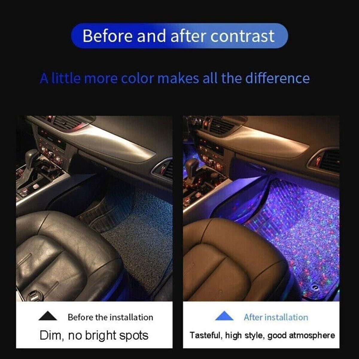 2 BARRE LED AUTO LUCE RGB INTERNI STELLE USB SENZA FILI ADESIVA CON TELECOMANDO