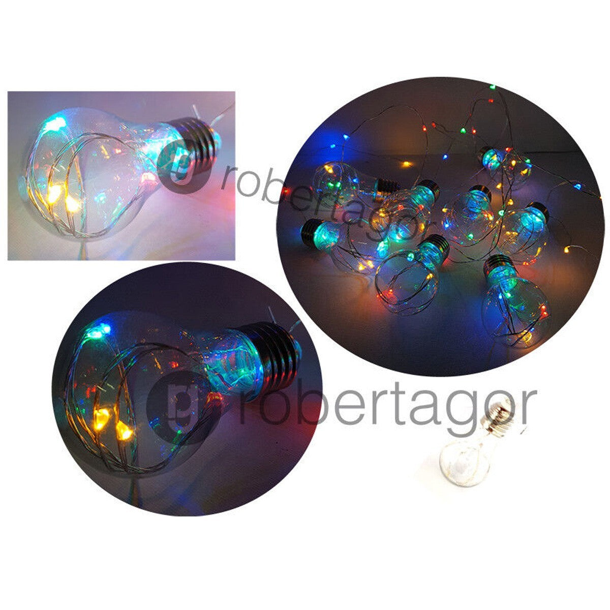GUIRLANDE LUMINEUSE 8 AMPOULES MICRO LED NOËL LUMINEUSE ALIMENTATION DÉCORATION