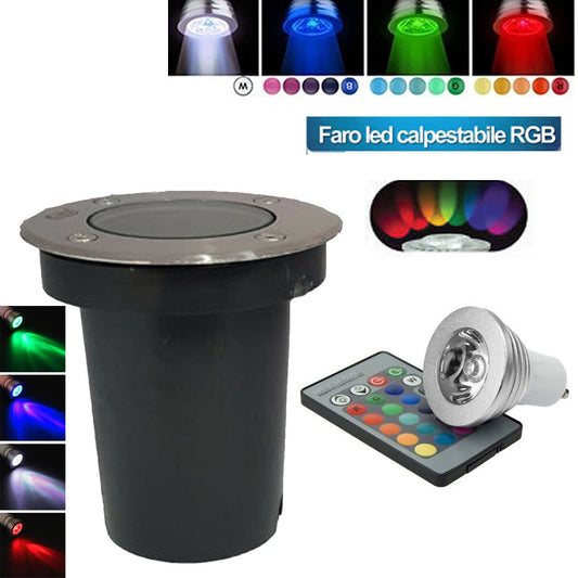 SPOT ENCASTRABLE DE SOL GU10 LAMPE JALONNEMENT RGB 3W AVEC TÉLÉCOMMANDE EXTERNE