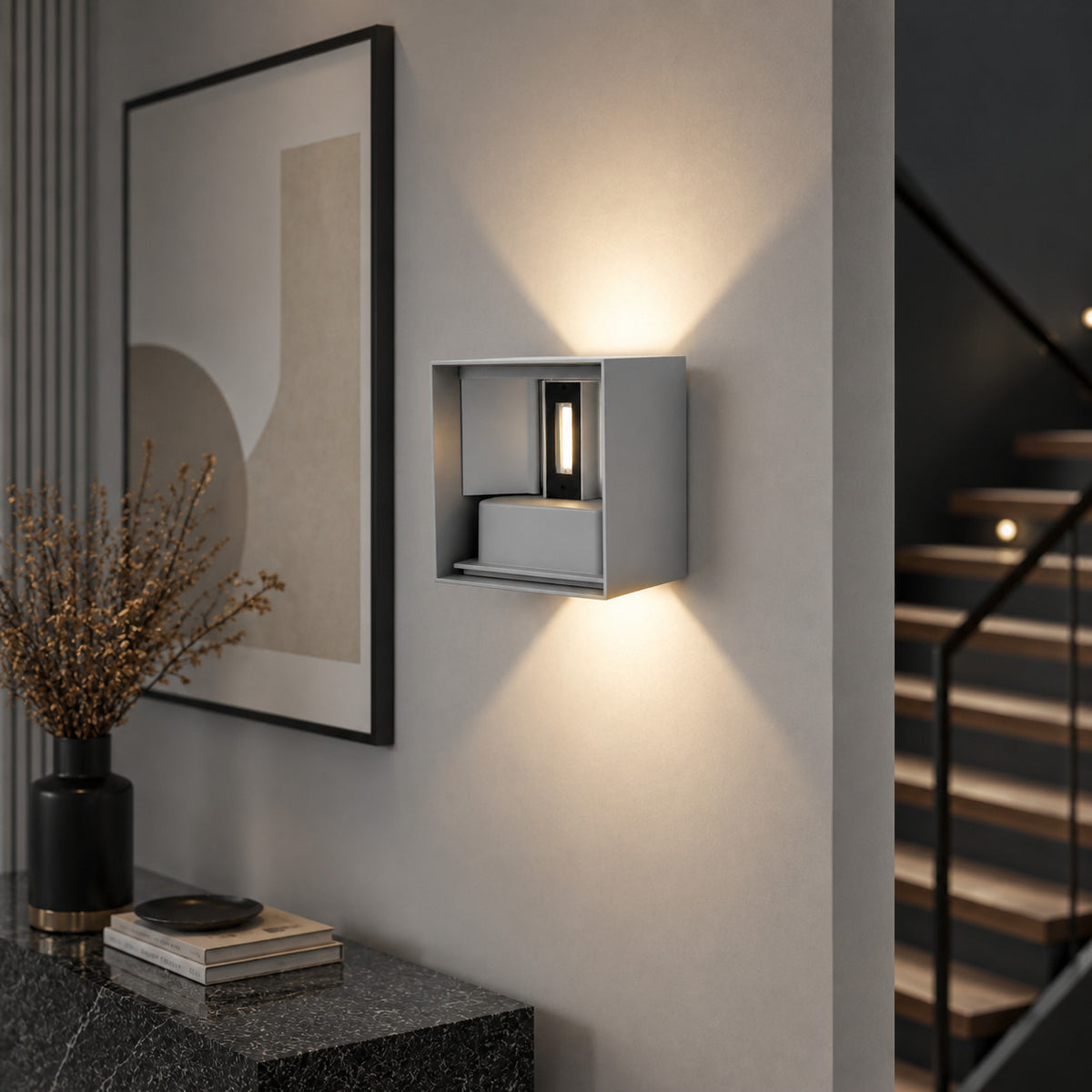 APPLIQUE LED 12W ESTERNO LAMPADA PARETE GRIGIO IP65 3000K 4000K 6000K ET-31689