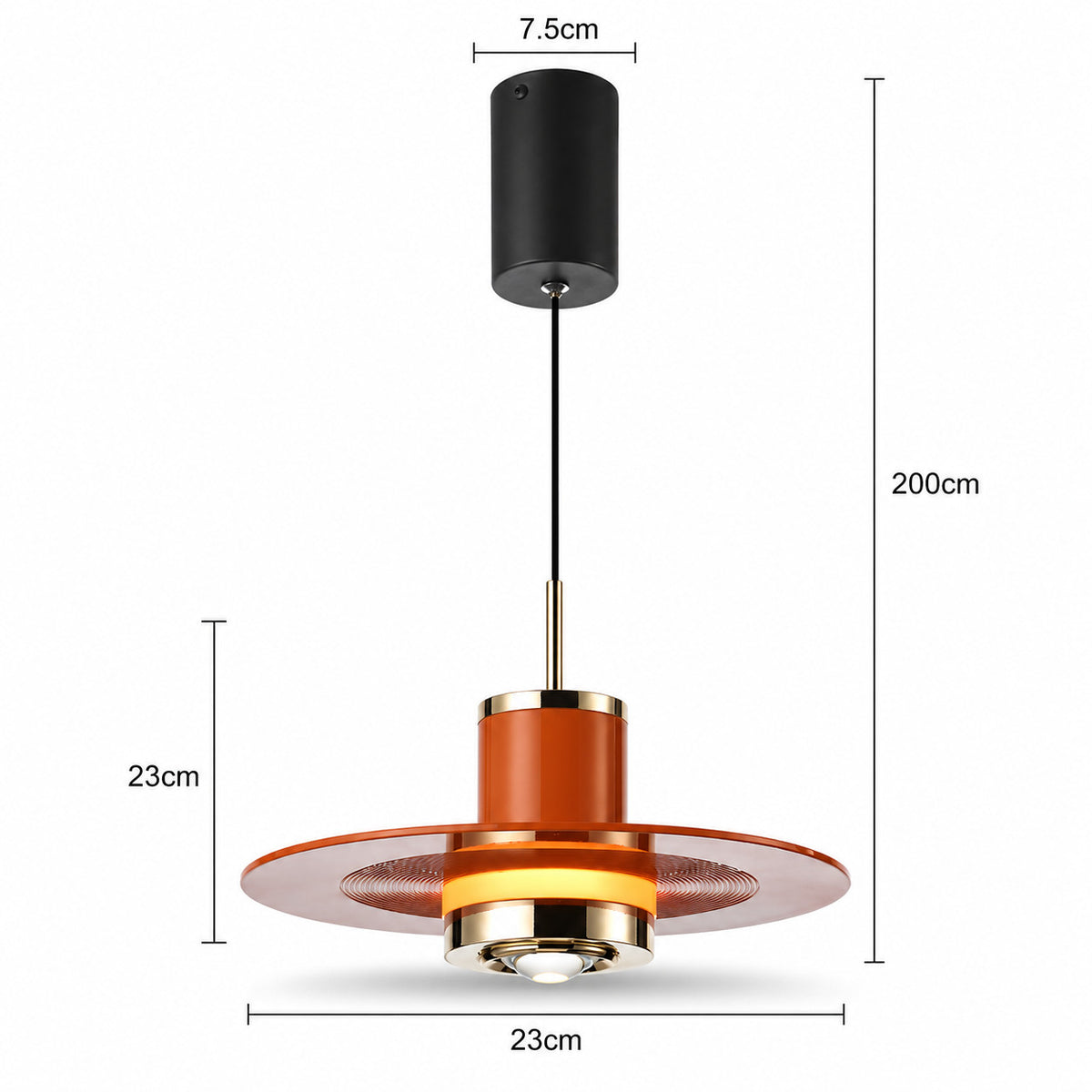 LUSTRE LED SUSPENSION MODERNE ROUGE ET OR DESIGN MINIMALISTE DIMMABLE LP025