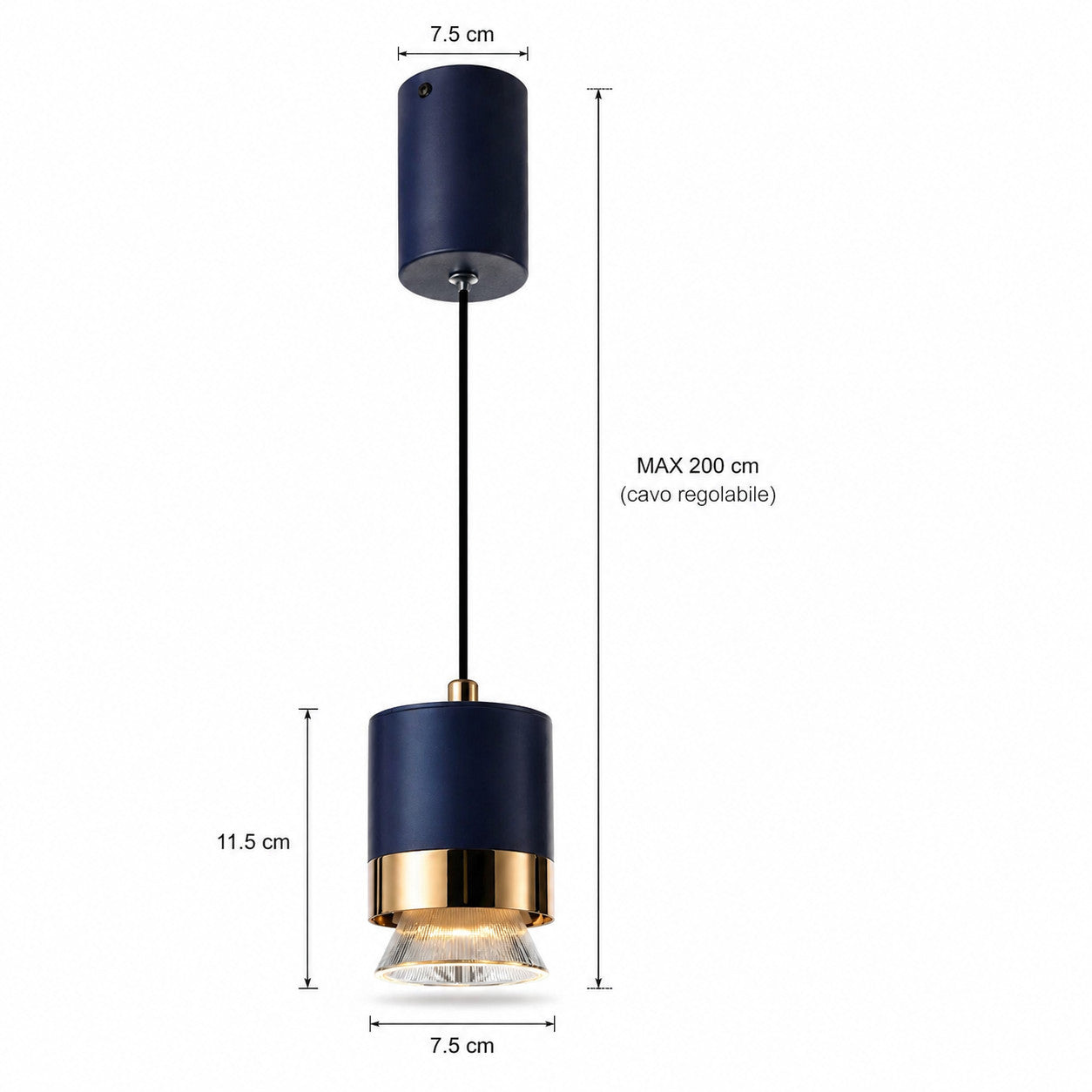 LUSTRE SUSPENSION LED MODERNE BLEU OR 6W CCT RÉGLABLE 3000K-6000K LP034