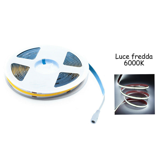 BANDE LED COB ADHÉSIVE 5M LUMIÈRE FROIDE 40W SÉCABLE FLEXIBLE COB320 12V