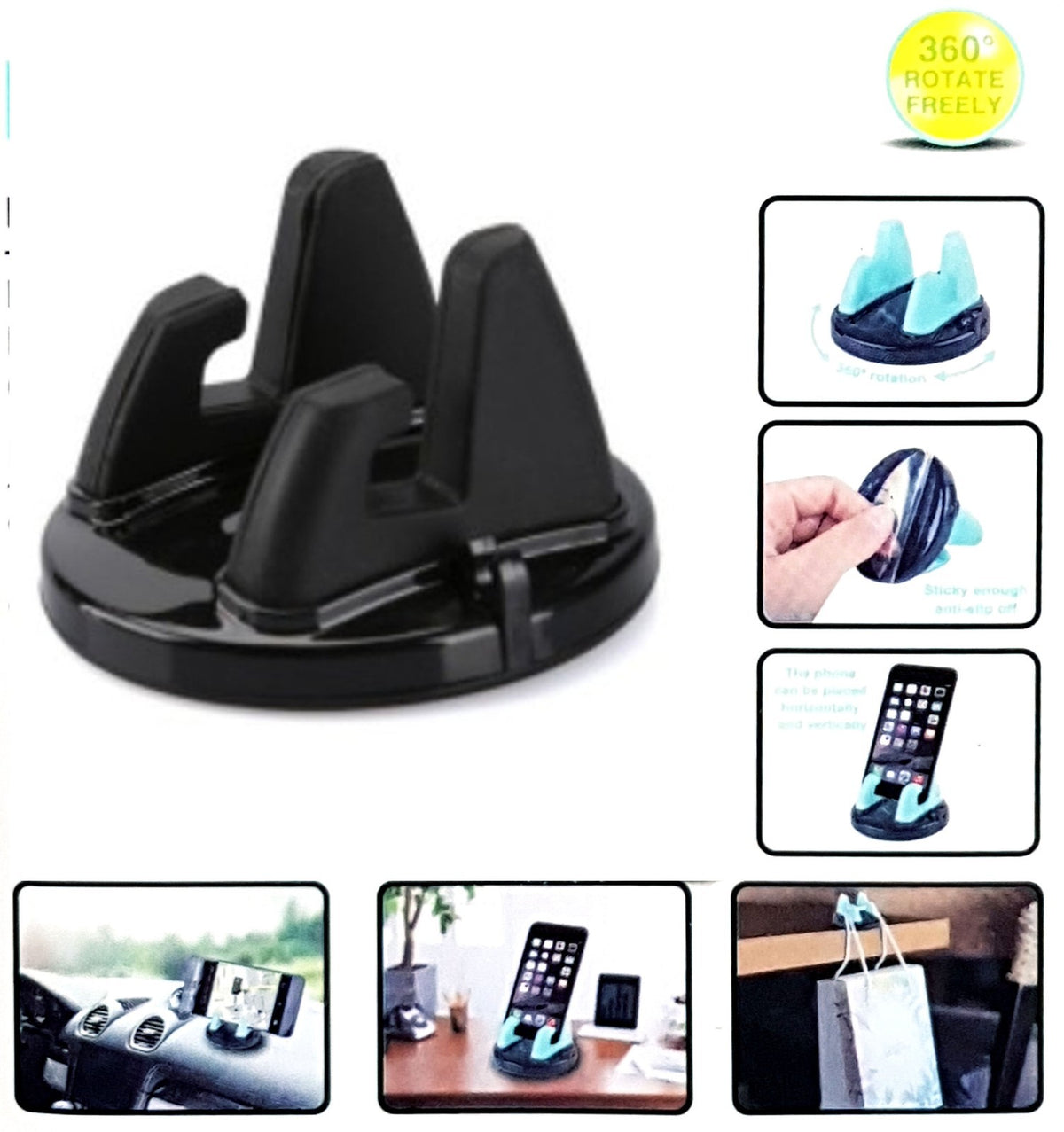 SUPPORTO PER smartphon AUTO PORTA CELLULARE VENTOSA ROTANTE 360° UNIVERSALE