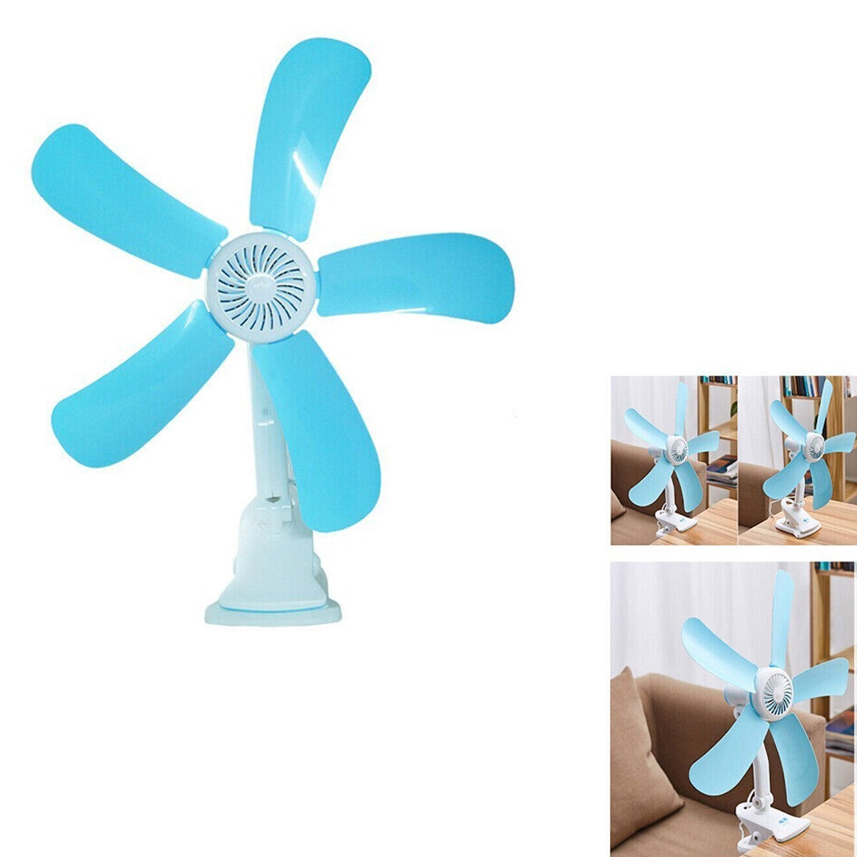 VENTILATEUR À PINCE DOUBLE ARTICULATION 5 PALES BUREAU TABLE MAISON BUREAU HQ-599