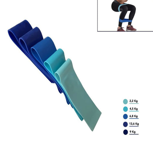 SET 5 ÉLASTIQUES ANNEAUX RÉSISTANCE BANDE ÉLASTIQUE SANGLES PILATES YOGA 5x30CM 06203
