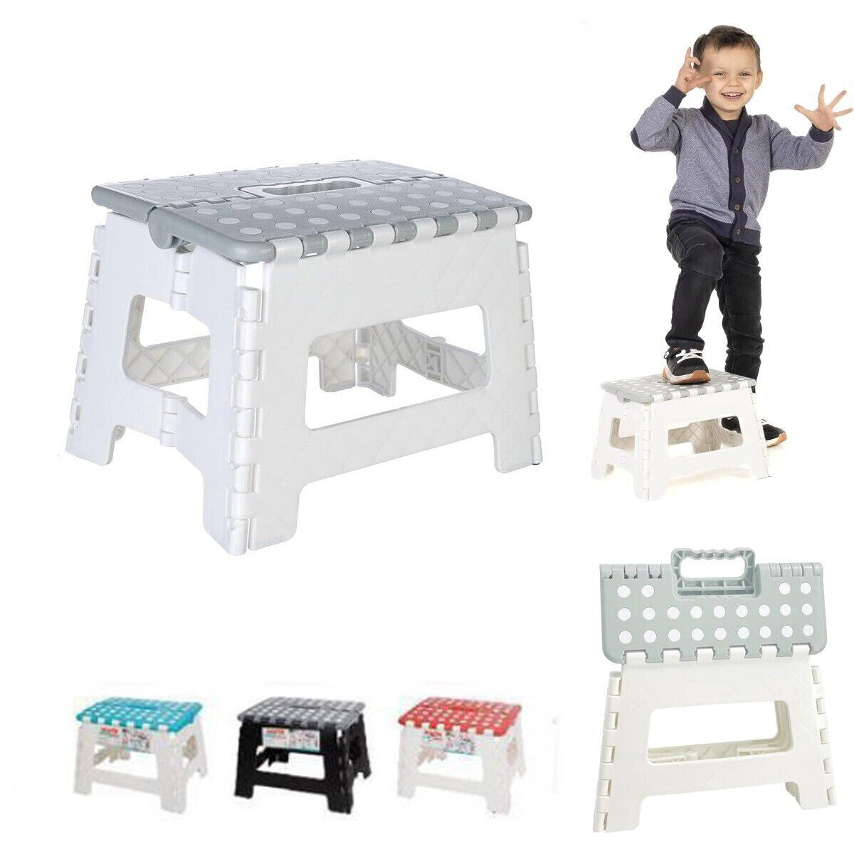 SGABELLO PIEGHEVOLE PLASTICA PORTATILE DA VIAGGIO ANTISCIVOLO CAMPEGGIO CUCINA