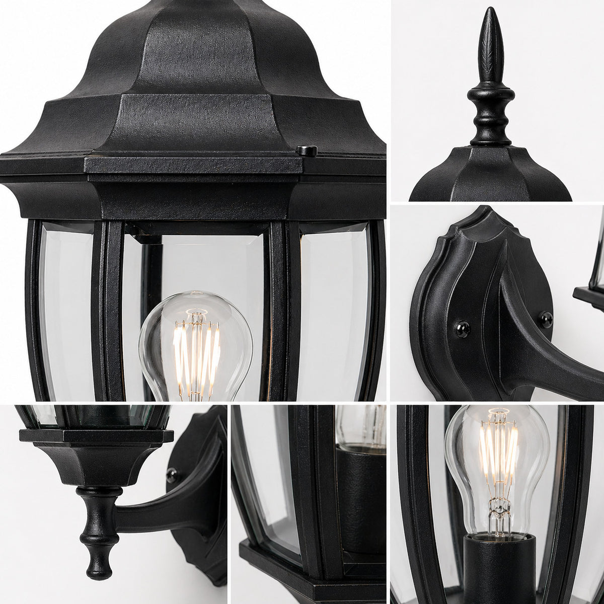 APPLIQUE EXTÉRIEURE LANTERNE NOIRE MURALE E27 MAX 60W CLASSIQUE JARDIN IP44 A2-S