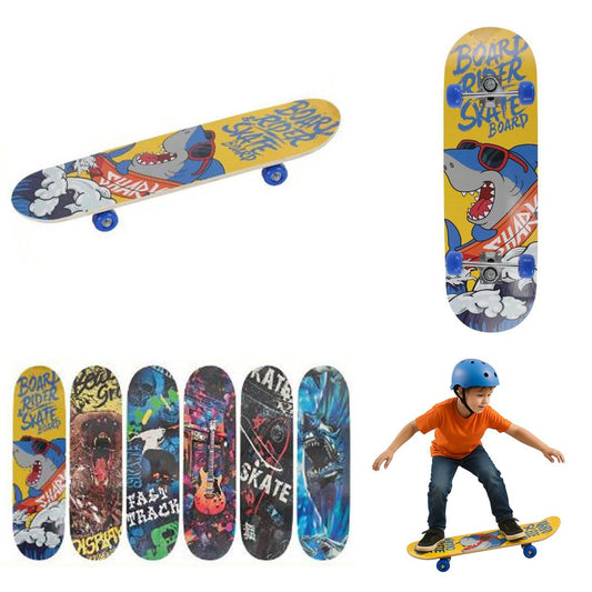 SKATEBOARD SKATE IN LEGNO FANTASIA COLORATO BAMBINI RAGAZZI 70CM 90460