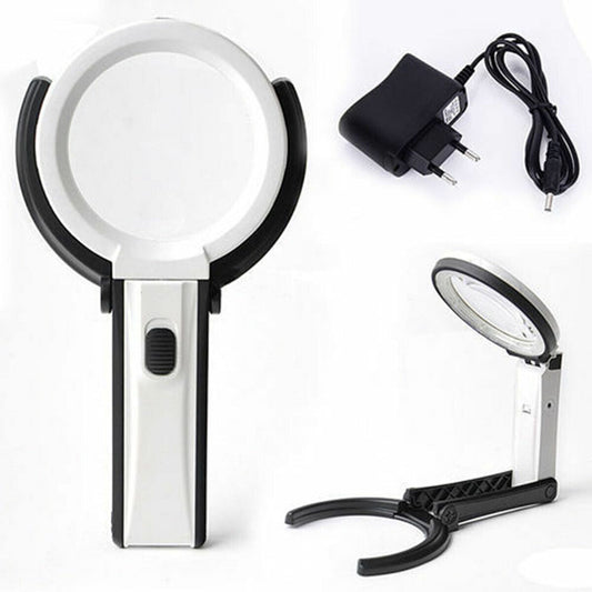 LAMPADA LENTE DI INGRANDIMENTO DA TAVOLO CON LUCE 10 LED PORTATILE 90 MM A 25MM