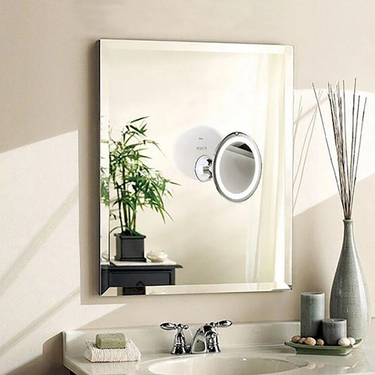 SPECCHIO TRUCCO LUCE LED VENTOSA ZOOM 10X MAKEUP TRUCCO FELSSIBILE BAGNO 17CM