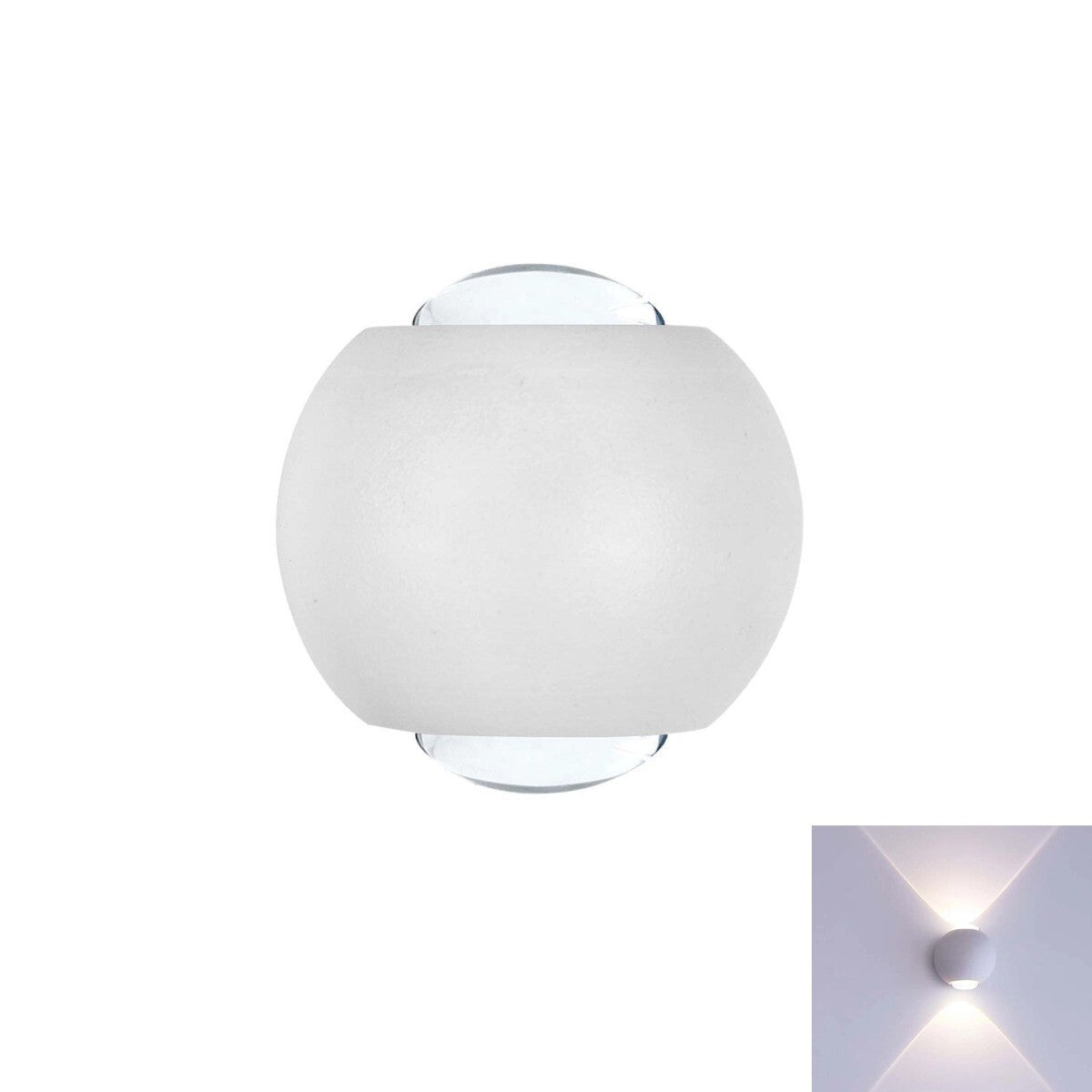 APPLIQUE MURALE LED SPHÉRIQUE DOUBLE FAISCEAU LUMINEUX 2W IP54 BLANC NATUREL 4000K